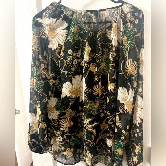 Floral Smocked Top - Green and Gold - Picture 2 of 3